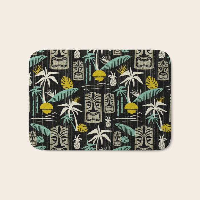 Island Tiki - Black Bath Mat Gallery Image 1