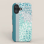 Festive, Floral, Color Block, Teal, Turquoise, Gray iPhone Case Gallery Image 1