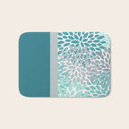 Festive, Floral, Color Block, Teal, Turquoise, Gray Bath Mat Gallery Image 1