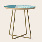 Festive, Floral, Color Block, Teal, Turquoise, Gray Side Table Gallery Image 1