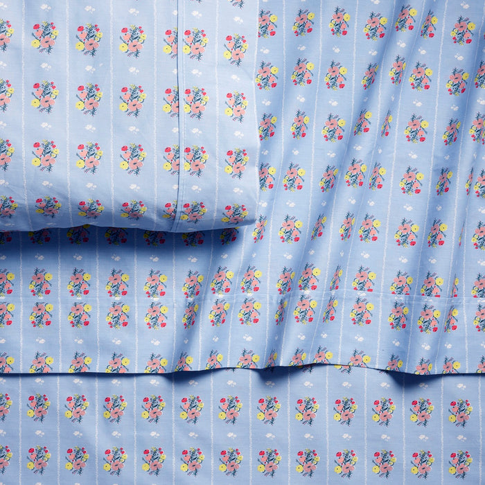 Bright Posies & Stripe Brushed Cotton Sheet Set