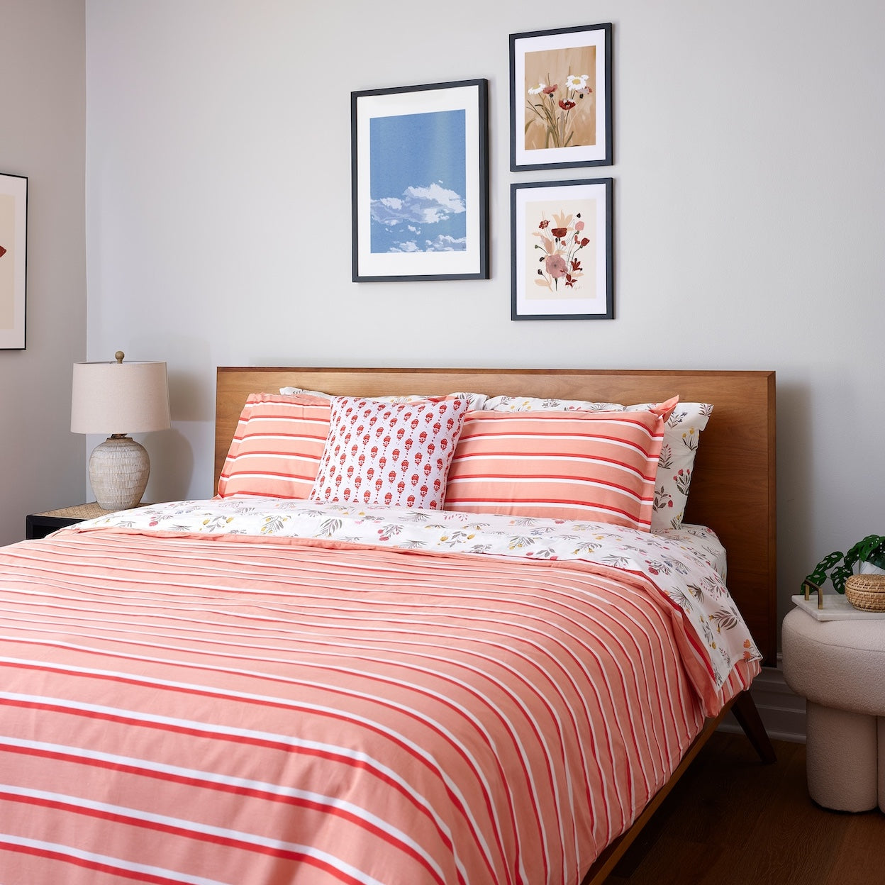 Double Stripe Brushed Cotton Duvet Cover Set