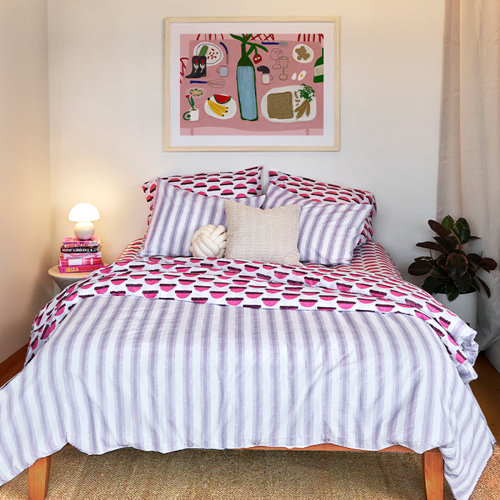 Feathered Stripes Brushed Cotton Duvet Cover Set