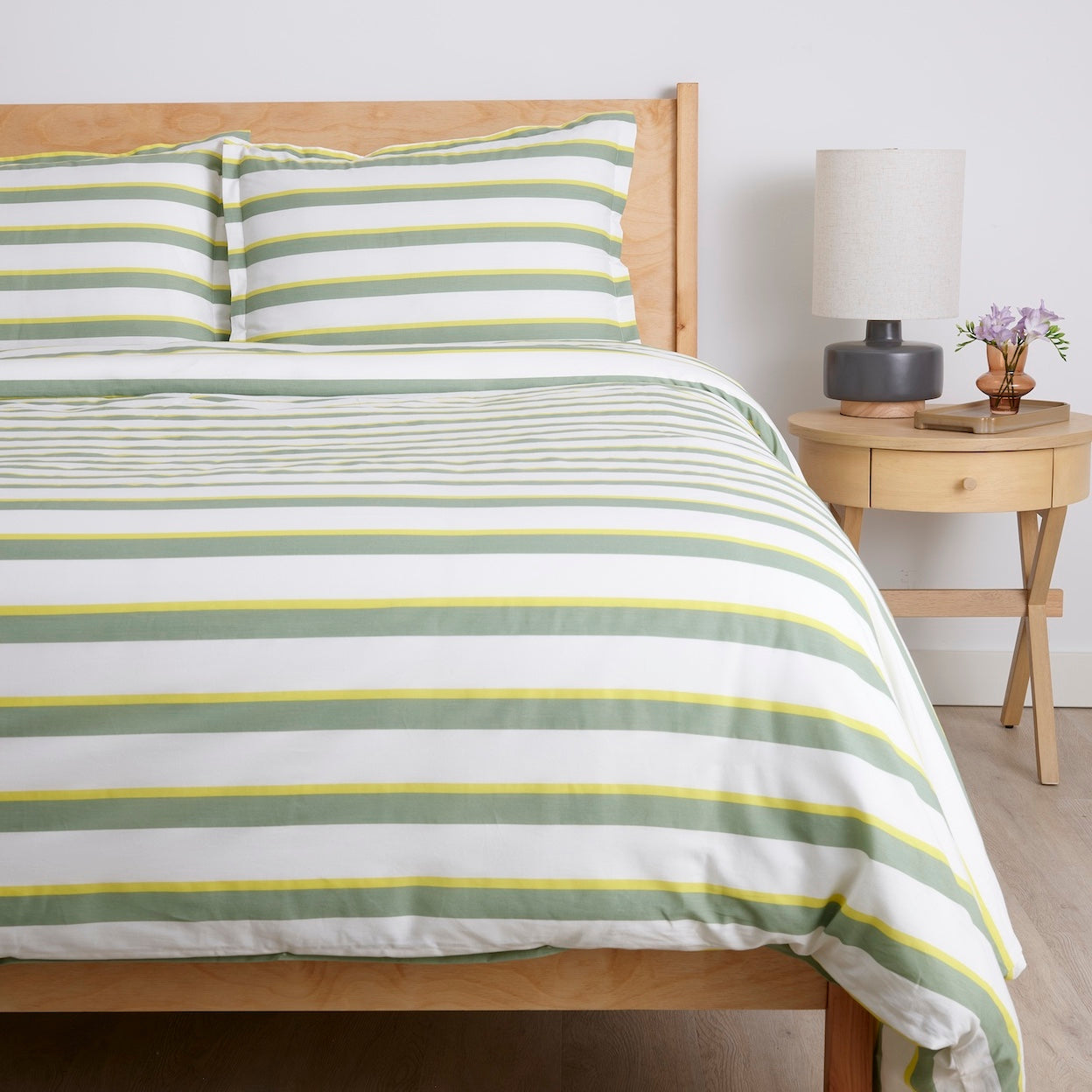 Off-Set Stripe Brushed Cotton Duvet Cover Set