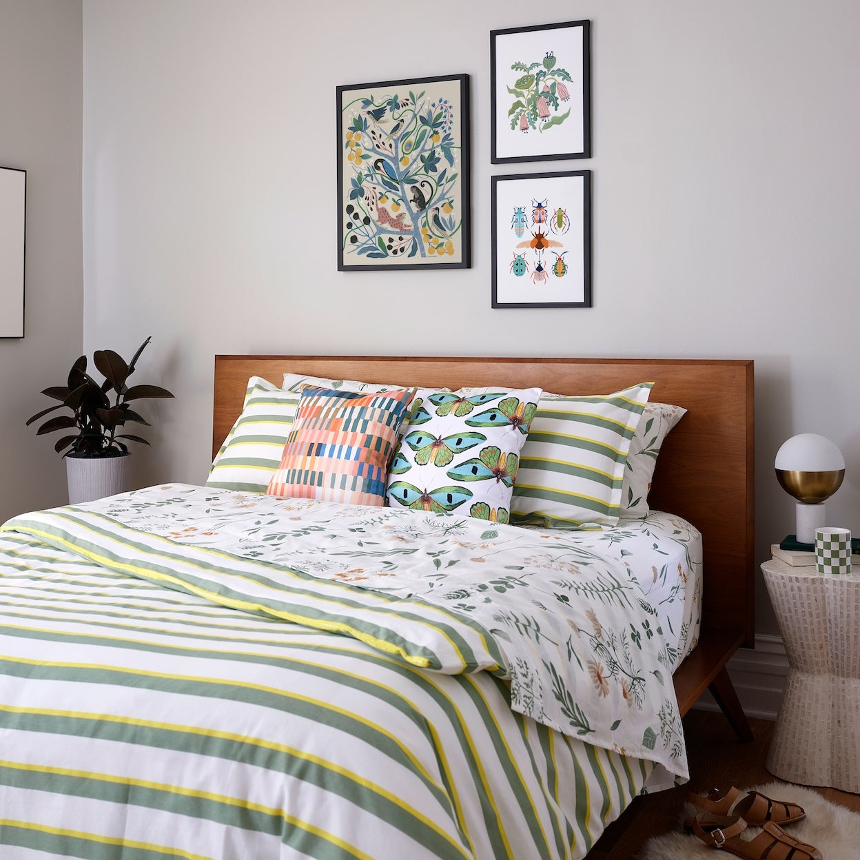 Off-Set Stripe Brushed Cotton Duvet Cover Set