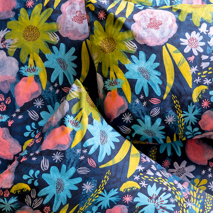 Twilight Flora Brushed Cotton Duvet Cover Set