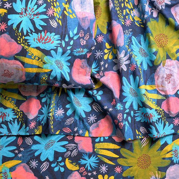 Twilight Flora Brushed Cotton Sheet Set