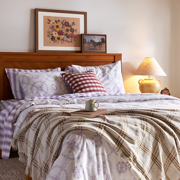 Woven Rings Brushed Cotton Duvet Cover Set