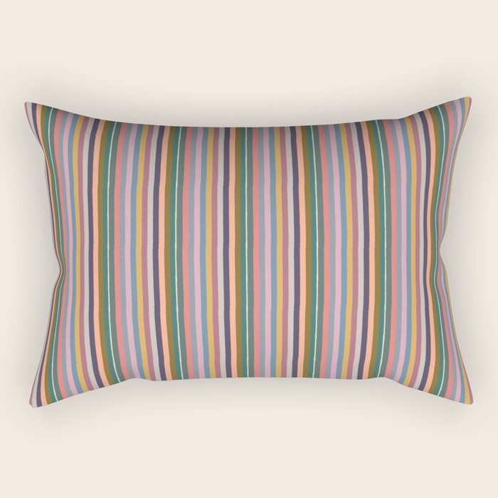 Muted Color Stripes of Joy Rectangular Pillow Gallery Image 1