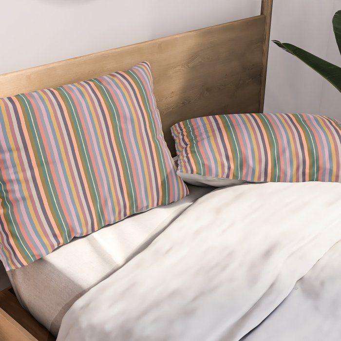 Muted Color Stripes of Joy Pillow Sham Gallery Image 2