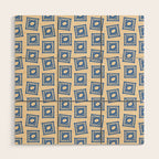 Vintage blue flower postage stamp pattern Wood Wall Art Gallery Image 1