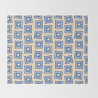 Vintage blue flower postage stamp pattern Throw Blanket Gallery Image 2