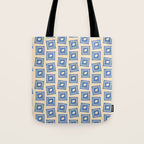 Vintage blue flower postage stamp pattern Tote Bag Gallery Image 1