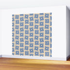 Vintage blue flower postage stamp pattern Wall Mural Gallery Image 2