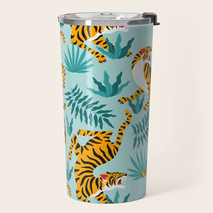 Asian tigers and tropic plants on background. Travel Mug Gallery Image 2