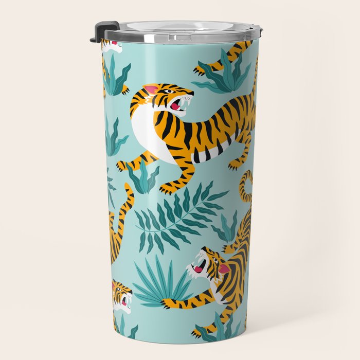 Asian tigers and tropic plants on background. Travel Mug Gallery Image 3