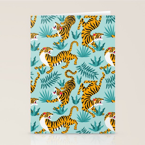 Asian tigers and tropic plants on background. Stationery Card Gallery Image 2