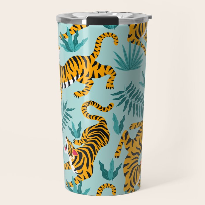 Asian tigers and tropic plants on background. Travel Mug Gallery Image 1