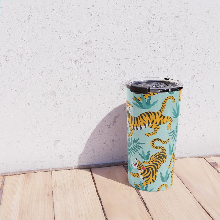 Asian tigers and tropic plants on background. Travel Mug Gallery Image 4
