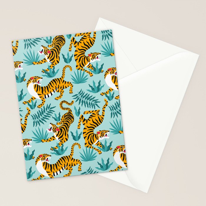 Asian tigers and tropic plants on background. Stationery Card Gallery Image 2