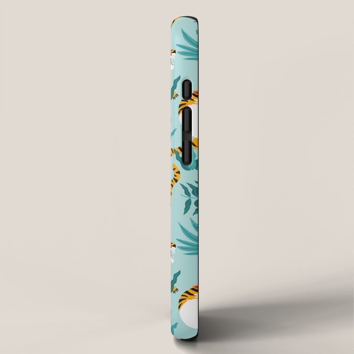 Asian tigers and tropic plants on background. iPhone Case Gallery Image 2