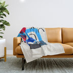 Mid Century Modern Abstract Colorful Art Patterns Ocean Blue Turquoise Grey Throw Blanket Gallery Image 1