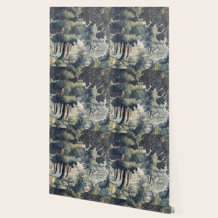 Antique 17th Century Verdure Flemish Tapestry Wallpaper Gallery Image 2