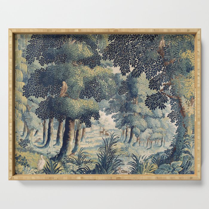 Antique 17th Century Verdure Flemish Tapestry Serving Tray Gallery Image 1