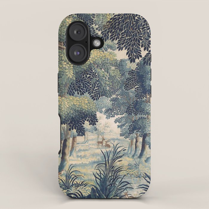 Antique 17th Century Verdure Flemish Tapestry iPhone Case Gallery Image 1