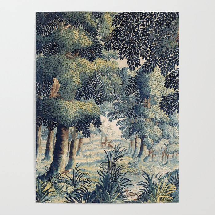 Antique 17th Century Verdure Flemish Tapestry Poster Gallery Image 1