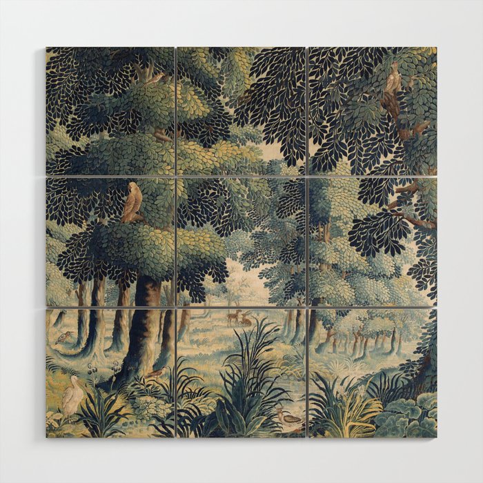 Antique 17th Century Verdure Flemish Tapestry Wood Wall Art Gallery Image 1