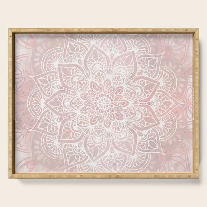 Mandala Yoga Love, Blush Pink Floral Serving Tray Gallery Image 1