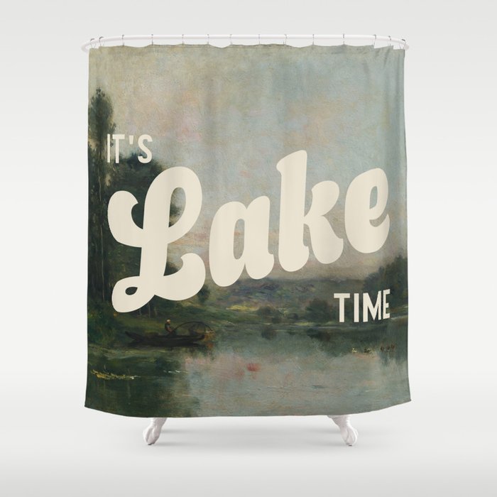 It's Lake Time - Retro Cottage Core Shower Curtain Gallery Image 1