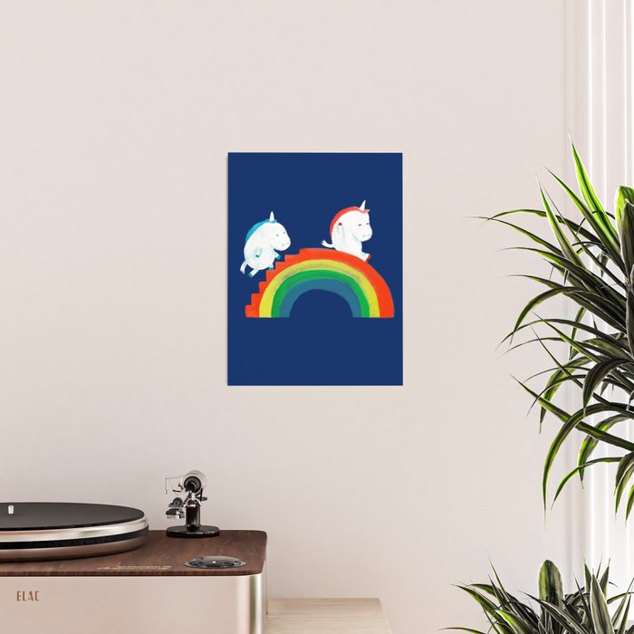 Unicorn on rainbow slide Poster Gallery Image 2