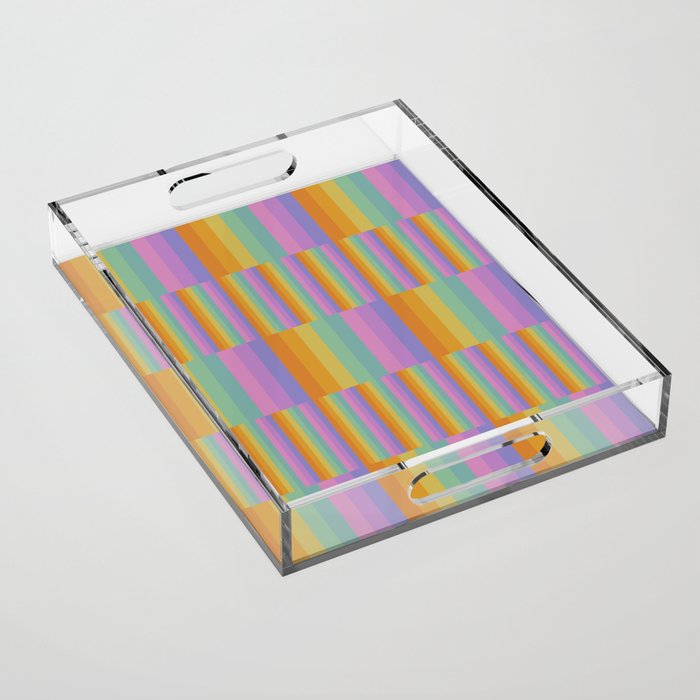 Mixed Stripes Pattern I Colorful Rainbow Acrylic Tray Gallery Image 1
