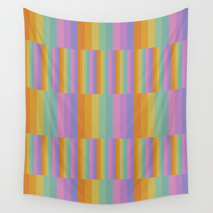 Mixed Stripes Pattern I Colorful Rainbow Wall Tapestry Gallery Image 4