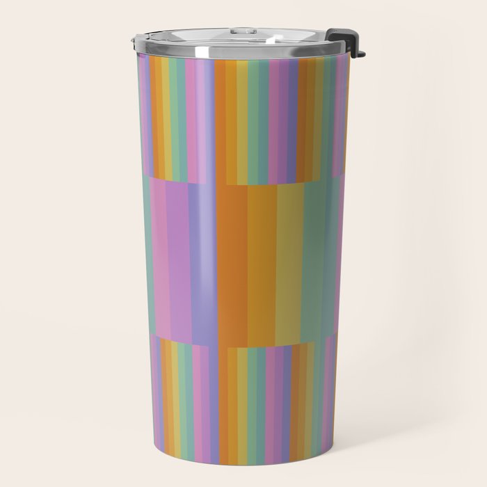 Mixed Stripes Pattern I Colorful Rainbow Travel Mug Gallery Image 2