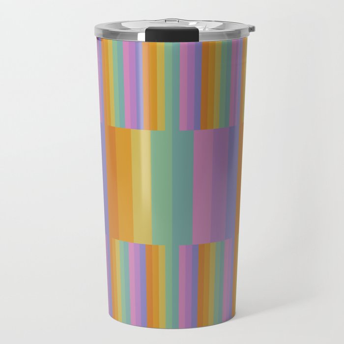 Mixed Stripes Pattern I Colorful Rainbow Travel Mug Gallery Image 1