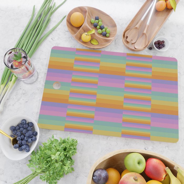 Mixed Stripes Pattern I Colorful Rainbow Cutting Board Gallery Image 2