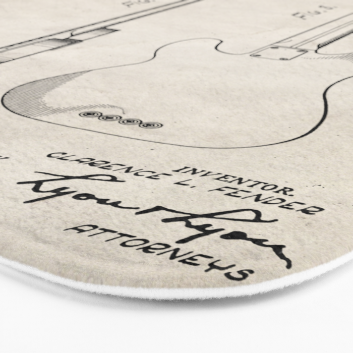 Bass Guitar Patent - Bass Guitarist Art - Antique Bath Mat Gallery Image 3