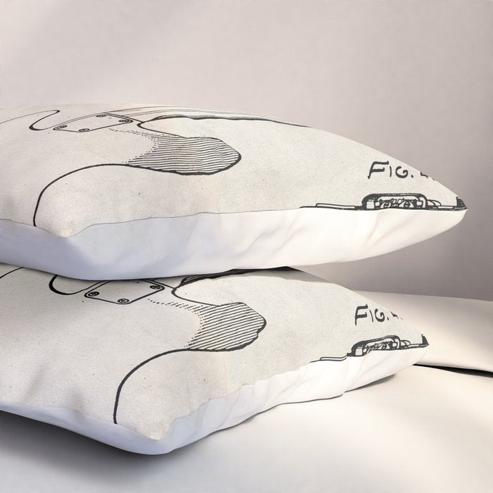 Bass Guitar Patent - Bass Guitarist Art - Antique Pillow Sham Gallery Image 3
