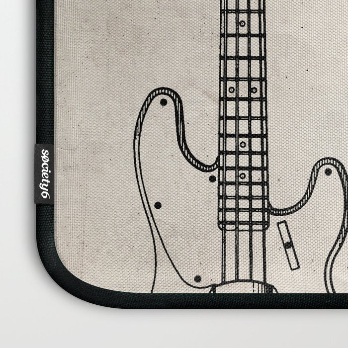Bass Guitar Patent - Bass Guitarist Art - Antique Laptop Sleeve Gallery Image 3