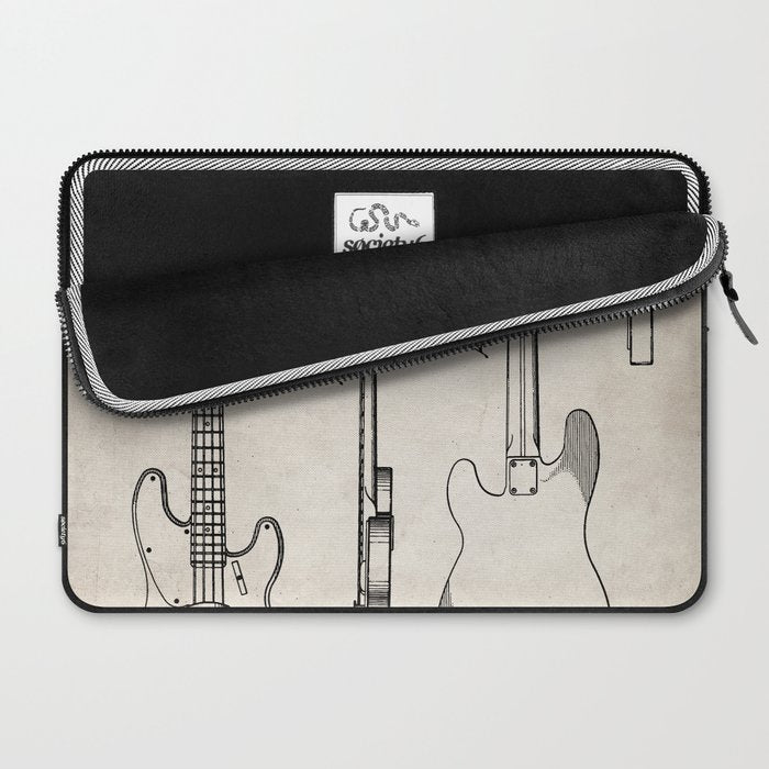 Bass Guitar Patent - Bass Guitarist Art - Antique Laptop Sleeve Gallery Image 2