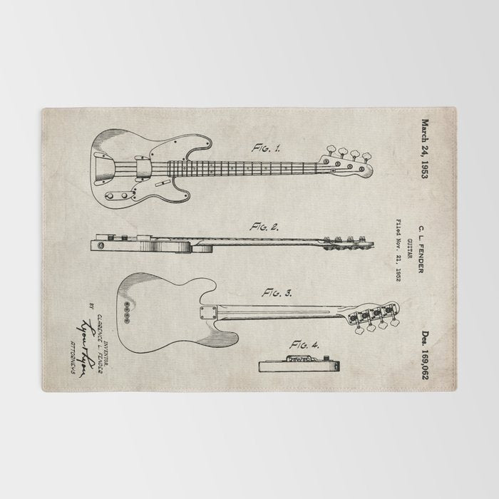 Bass Guitar Patent - Bass Guitarist Art - Antique Rug Gallery Image 2