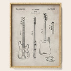Bass Guitar Patent - Bass Guitarist Art - Antique Serving Tray Gallery Image 1