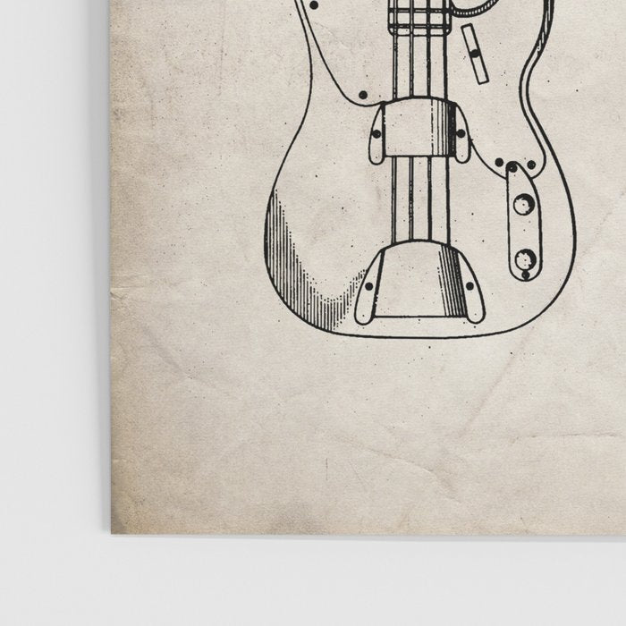 Bass Guitar Patent - Bass Guitarist Art - Antique Poster Gallery Image 3