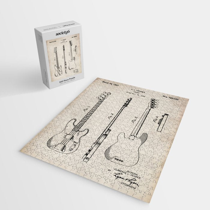 Bass Guitar Patent - Bass Guitarist Art - Antique Jigsaw Puzzle Gallery Image 2