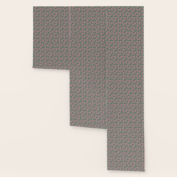 Mid Century Modern Piquet Abstract Multi Geometric Pattern in Retro Pink and Green Wallpaper Gallery Image 3