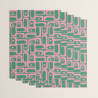 Mid Century Modern Piquet Abstract Multi Geometric Pattern in Retro Pink and Green Wrapping Paper Gallery Image 3