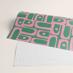 Mid Century Modern Piquet Abstract Multi Geometric Pattern in Retro Pink and Green Wrapping Paper Gallery Image 2